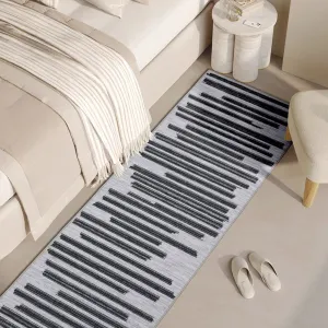 Runner Rug 2x6 Washable Living Room Rug Boho Rugs for Hallway Kitchen Bedroom Office Black and White Rug Modern Geometric Rug Neutral Rug Electic Line Pattren Rug Contemporary Stripe Rug
