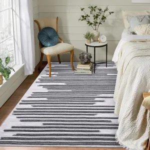 Washable Rug 4x6 Boho Rug Modern Geometric Rugs for Living Room Bedroom Office Dining Room Black and White Rug Contemporary Stripe Rug Neutral Rug Moroccan Rug Electic Line Pattren Rug