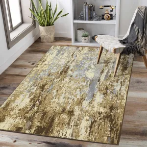 Large Living Room Rug 8x10 Washable Rug Non-Slip Modern Abstract Area Rug Indoor Accent Rug Contemporary Floor Carpet for Bedroom Nursery Home Office, Khaki
