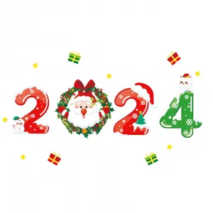 2024 Christmas PVC Wall Stickers Waterproof Removable Double Sided Pattern Window Sticker Home Decor for Bedroom Living Room XL692