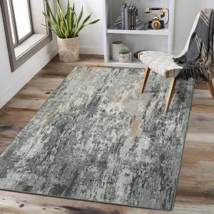 Large Living Room Area Rug 10x13 Modern Abstract Area Rug for Bedroom Non Slip Stain Resistant Throw Carpet Dining Room Rug Low Pile Contemporary Area Rug for Home Office, Grey