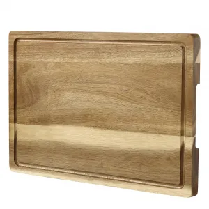 Cutting Board, 18x12 Large Acacia Wooden Cutting Board for Kitchen, Edge Grain Wood Chopping Board with Juice Groove and Handles, Pre-Oiled Carving Tray for Meat & Cheese - 18x12 Inch -2