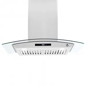 Wall Mounted Range Hood 30", 3 Speed Fan, Kitchen Vent Hood Extractor, Soft Touch Controls, Tempered Glass, Ducted/Ductless Converter Duct, LED Lights, Stainless Steel Permanent Filter, 400 CFM