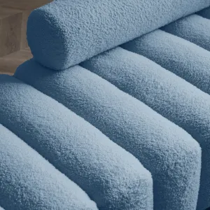53.2" Wide Modern Sherpa Fabric Upholstered 2 Seater Sofa Bench Light Blue One Size