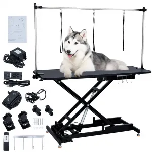 48" Hydraulic Dog Grooming Table for Pet, Heavy Duty Structural Hydraulic Max Load 350Lbs Professional Pet Grooming Table with Adjustable Overhead Arm & Noose