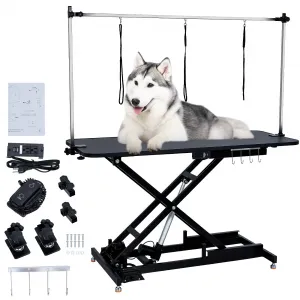 60" Hydraulic Dog Grooming Table for Pet, Heavy Duty Structural Hydraulic Max Load 350Lbs Professional Pet Grooming Table with Adjustable Overhead Arm & Noose Height Range 9.4''-39.4''