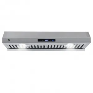 Under Cabinet Range Hood 30 Inch, 3 Speed Exhaust Fan, Stainless Steel Kitchen Stove Vent Hood, Touch Controls, LED Lights, Time Settings, Stainless Steel Baffle Filter, 400CFM