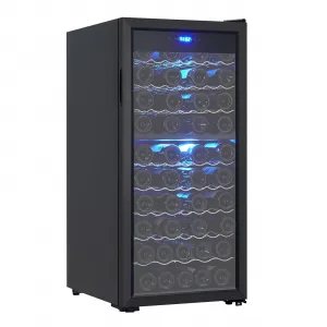 66 Bottles Compressor Wine Cooler Refrigerator, Freestanding Wine Cellar, Single Glass Door, Dual Zone with Digital LED Touch Control, For Red, White, Champagne or Sparkling Wine