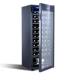 Beverage Refrigerator cooler, 55 Bottles Wine Cooler Refrigerator with Glass Door for Drinks Beer Wine Soda, Mini Fridge with Glass Door for Home, Office, Bar