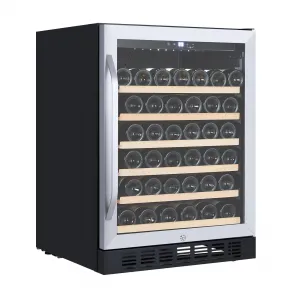 24'' Wine Cooler Refrigerator - 46 Bottle Capacity, Stable Temperature Control, Digital Control Panel, Stainless Steel & Tempered Glass, Safety Lock