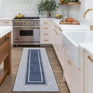 Modern Runner Rug 2x6 Navy Blue Washable Non-Slip Area Rug for Entryway Bedrooms