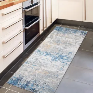 Runner Rug Grey Blue 2x6 Modern Abstract Washable Kitchen Rug Non Slip Foldable Farmhouse Carpet Runner