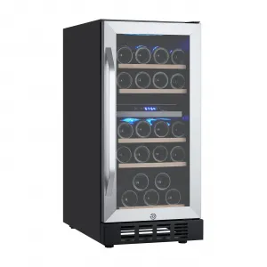 Wine Cooler Refrigerator - 26-Bottle Capacity, 41℉-64℉, Freestanding, Single Glass Door, Digital LED Touch Control, Soft Interior Lighting