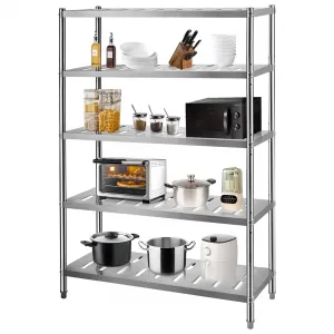Stainless Steel Shelves,24x14x57 in Storage Shelf 5-Tier Heavy Duty Storage Rack Shelving Capacity Shelf Unit for Kitchen Garage Office Restaurant Warehouse,330lb Per Shelf