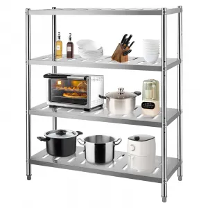 Stainless Steel Shelves,24x14x45 in Storage Shelf 4-Tier Heavy Duty Adjustable Shelf Unit for Kitchen Garage Office Restaurant Warehouse,330lb Per Shelf