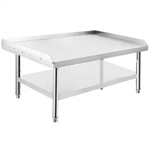 36"L x 30"W x 24"H Stainless Steel Equipment Grill Stand Table - Adjustable Undershelf, Durable Grill Table for Home, Hotel, and Commercial Restaurant Kitchens