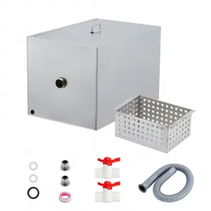 Commercial Grease Trap, 40 lbs Stainless Steel Interceptor with Side Inlet, 13 GPM Grease Interceptor Trap for Restaurant Canteen Factory Home Kitchen
