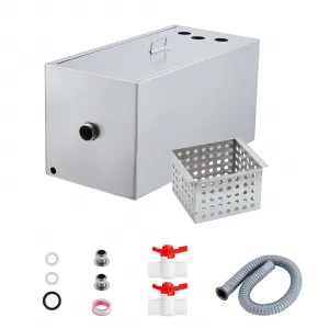 Commercial Grease Trap, 8 lbs Stainless Steel Interceptor with Top Inlet, 4 GPM Grease Interceptor Trap for Restaurant Canteen Factory Home Kitchen