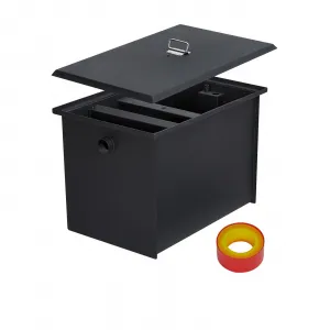 Commercial Grease Trap, 30 lbs Carbon Steel Interceptor with Side Inlet, 15 GPM Grease Interceptor Trap for Restaurant Canteen Factory Home Kitchen