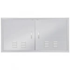42W x 21H Inch Outdoor Kitchen Doors, Stainless Steel BBQ Double Access Door with 6 Hooks, Flush Mount for Outdoor Kitchen and BBQ Island