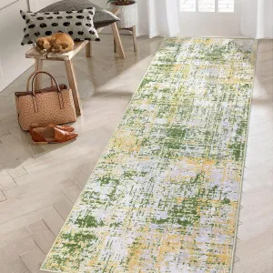 Washable Runner Rug 2x6 Runners for Hallways Non Slip Bathroom Rugs Modern Area Rug Soft Bedroom Rug Farmhouse Throw Rugs Kitchen Rugs Entryway Rugs Stain Resistant Carpet 2'x6' Tender Grass