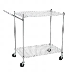 Commercial Grade Utility Cart, 2 Tires Wire Rolling Cart, Steel Service Cart with Wheels, Food Storage Trolley for Restaurant,Kitchen, Low Handle