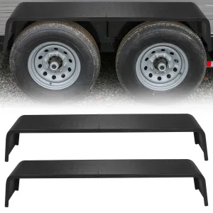 Trailer Fenders Detachable Heavy Duty Plate Steel Fenders for 13-15 Inch Wheels Tandem Axle Trailer 2Pcs Black