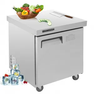 Commercial Refrigerator 28" Undercounter Worktop Refrigerator 7.42 cu. ft Single Door Stainless Steel Cooling Fridge with Lock for Bar