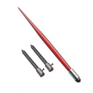 49" Hay Spear Attachment, 3000 Lbs Capacity Bale Spear with 2 Pcs 17" Stabilizer Spears, Heavy Duty Quick Attach Skid Steer Bale Hay Spike with Sleeve for Tractor Bucket