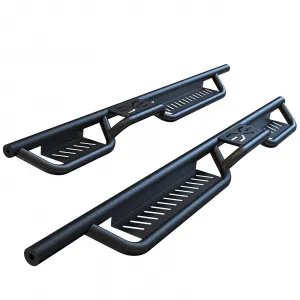 2018-2024 Jeep JL 4D Black Steel Running Boards w/Two Stairs