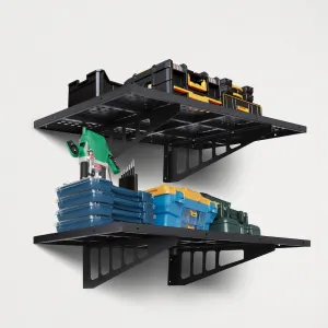 2-Pack 2x3ft Garage Wall Shelving, Garage Storage Wall Garage Shelves for Wall Storage, Heavy Duty Garage Storage Rack Wall Mounted Floating Shelves, 560lbs Load Capacity