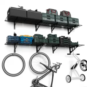 2-Pack 1x6FT Garage Wall Shelving, Garage Storage Wall Garage Shelves for Wall Storage, Heavy Duty Garage Storage Rack Wall Mounted Floating Shelves, 600lbs Load Capacity