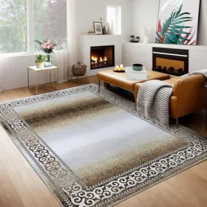 Modern Washable Ombre Rug 8x10 - Luxuriously Soft, Non-Slip, Machine Washable, Pearl Velvet, No Shedding, Ideal for Living Room, Bedroom, Office, Dining Room