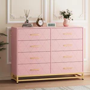 Dresser for Bedroom with 8 Drawer, Tv Stand Dressers Chest of Drawers for Living Room Hallway Entryway, MDF Board
