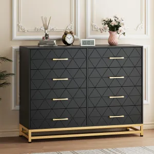 Dresser for Bedroom with 8 Drawer, Tv Stand Dressers Chest of Drawers for Living Room Hallway Entryway, MDF Board