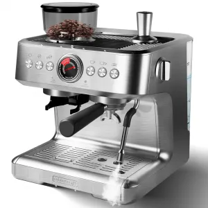 20 Bar Espresso Machine - 1500W Motor, Built - In 30 - Setting Grinder, Milk Frothing, PID, 2.8L Tank