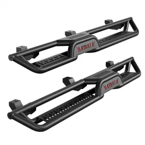 Running Boards 6.5 Inches with Two Stairs Design Compatible with 2018-2024 Jeep Wrangler JL 4 Doors, All-Steel Build, Bolt-on Side Steps, Black Powder Coated Nerf Bar