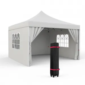 GraveeLife 10x10FT Pop Up Canopy Tent with 4 Sidewalls, Portable Outdoor Canopy with Wheeled Bag, Easy Set-Up Waterproof Outdoor Party Gazebo, Instant Tent for Wedding Backyard Garden Event
