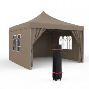 10x10 Pop Up Canopy with Removable Sidewalls, Patented One-Push Tent with Wheeled Bag, Uv Resistant & Waterproof, Instant Outside Canopy for Outdoor Events, Patio, Backyard, Party, Camping