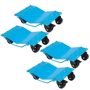 Car Dolly [Set of 4 with 8000 lbs Capacity], Manganese Steel Heavy Duty Car Mover Wheel Dollies with Antiskid Plate & 360 Degree Rotatable Wheel, 16" x 13", Blue