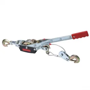 2 Ton Power Puller Winch, Dual Hooks, 4,400 lb Cap - Silver / 5 Ton