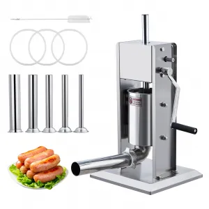 Heavy Duty Manual Sausage Stuffer 3L/7LB – 304 Stainless Steel Meat Filler – Dual Speed – 4 Stuffing Tubes – Ideal for Sausages, Hot Dogs, Churros – Commercial & Home Kitchen – SS01 Manual 3L USA