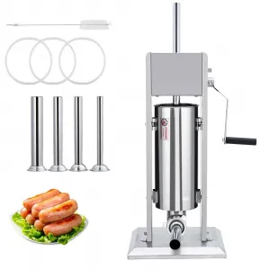 Sausage Stuffer, Manual 22LBS/10L Sausage Maker Machine, Meat Stuffer with Dual Speed, Stainless Steel Heavy Duty Sausage Filler with 4 Stuffing Tubes, for Commercial and Home Use
