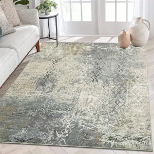 8x10 Modern Abstract Area Rug Washable Living Room Rug Non-Slip Geometric Floor Cover Contemporary Indoor Large Bedroom Rug Carpet Nursery Dining Room Area Rug, Beige