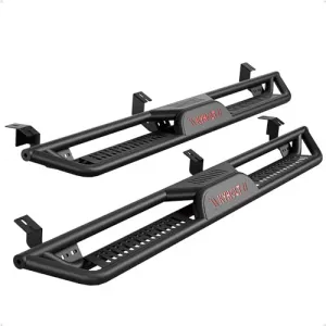 Running Boards 6.5 Inches with Two Stairs Design Compatible with 2005-2024 Toyota Tacoma Double Cab(2 Full-Size Doors,2 3/4-Size Doors), Steel Build, Bolt-on Side Steps, Powder Coated Nerf Bar