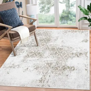 Area Rug 8x10 Large Living Room Bedroom Area Rug Washable Boho Accent Rug Indoor Non Slip Throw Floor Cover Stain Resistant Paisley Rug Vintage Distressed Area Rug Nursery Rug, Camel