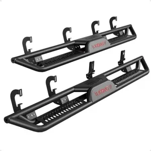 Running Boards 6.5 Inches with Two Stairs Design Compatible with 2007-2018 Chevy Silverado, 2007-2019 2500HD 3500HD Crew Cab(4 Full Size Doors/Gas Only), Bolt-on Side Steps