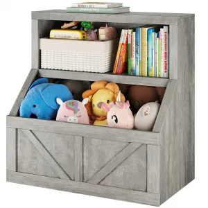 Kids Bookshelf and Toy Storage, Wooden Toddler Bookcase Cabinet with Storage Organizer, Children's Large Cubbies for Playroom Bedroom Nursery Classroom School Kindergarten Daycare