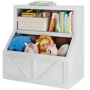 Kids Bookshelf and Toy Storage, Wooden Toddler Bookcase Cabinet with Storage Organizer, Children's Large Cubbies for Playroom Bedroom Nursery Classroom School Kindergarten Daycare