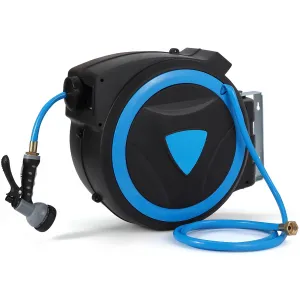 Retractable Garden Hose Reel, 78ft 1/2 Heavy Duty Water Hose Reels for Outside, 9-Function Sprayer Nozzle, Slow Return System, for Courtyard, Gardens